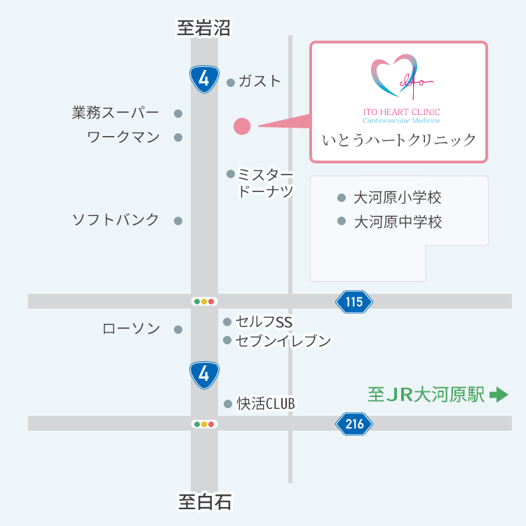 宮城県柴田郡大河原町の循環器内科・内科クリニック いとうハートクリニック  アクセス
